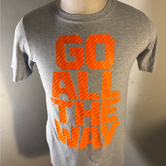 adidas Gray Tee GO ALL THE WAY with Bold Orange Text(119) - Picture 1 of 7